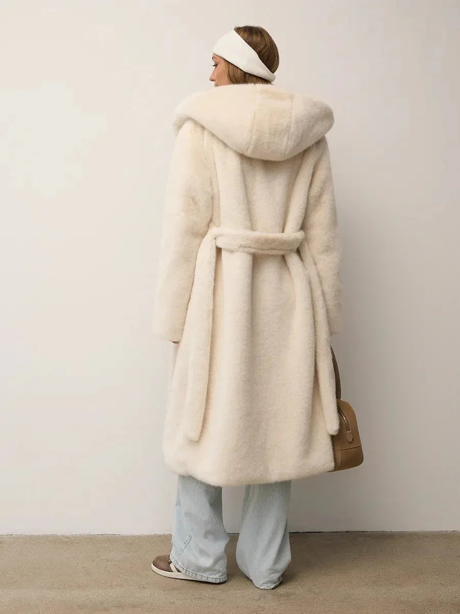 Luxury Chocolate Faux Mink Long Coat - View 12 | WEUXS