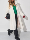 Minimalist White Sheared Faux Fur Long Coat - WEUXS