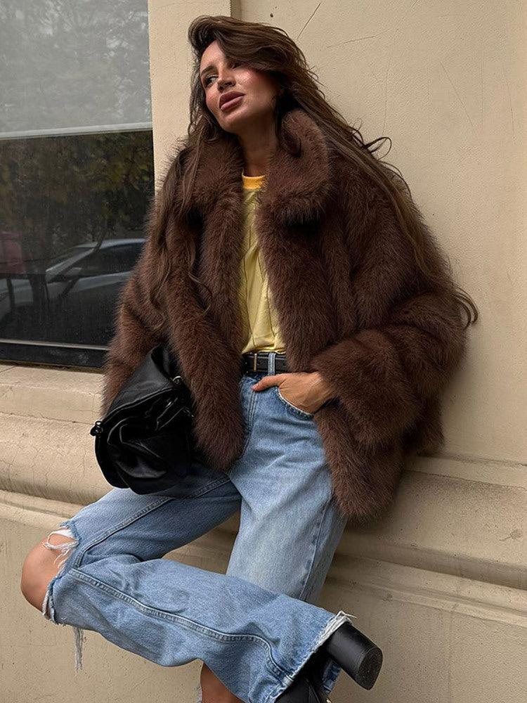 Faux Fur Lapel Jacket - View 8 | WEUXS