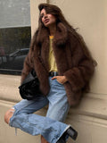 Chic Cocoa Soft Faux Fur Lapel Jacket - WEUXS
