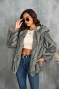 Alpine Glow Hooded Faux Fur Jacket - WEUXS