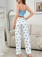 Ribbed Cami and Floral Wide Leg Pants Set - View 12 | WEUXS