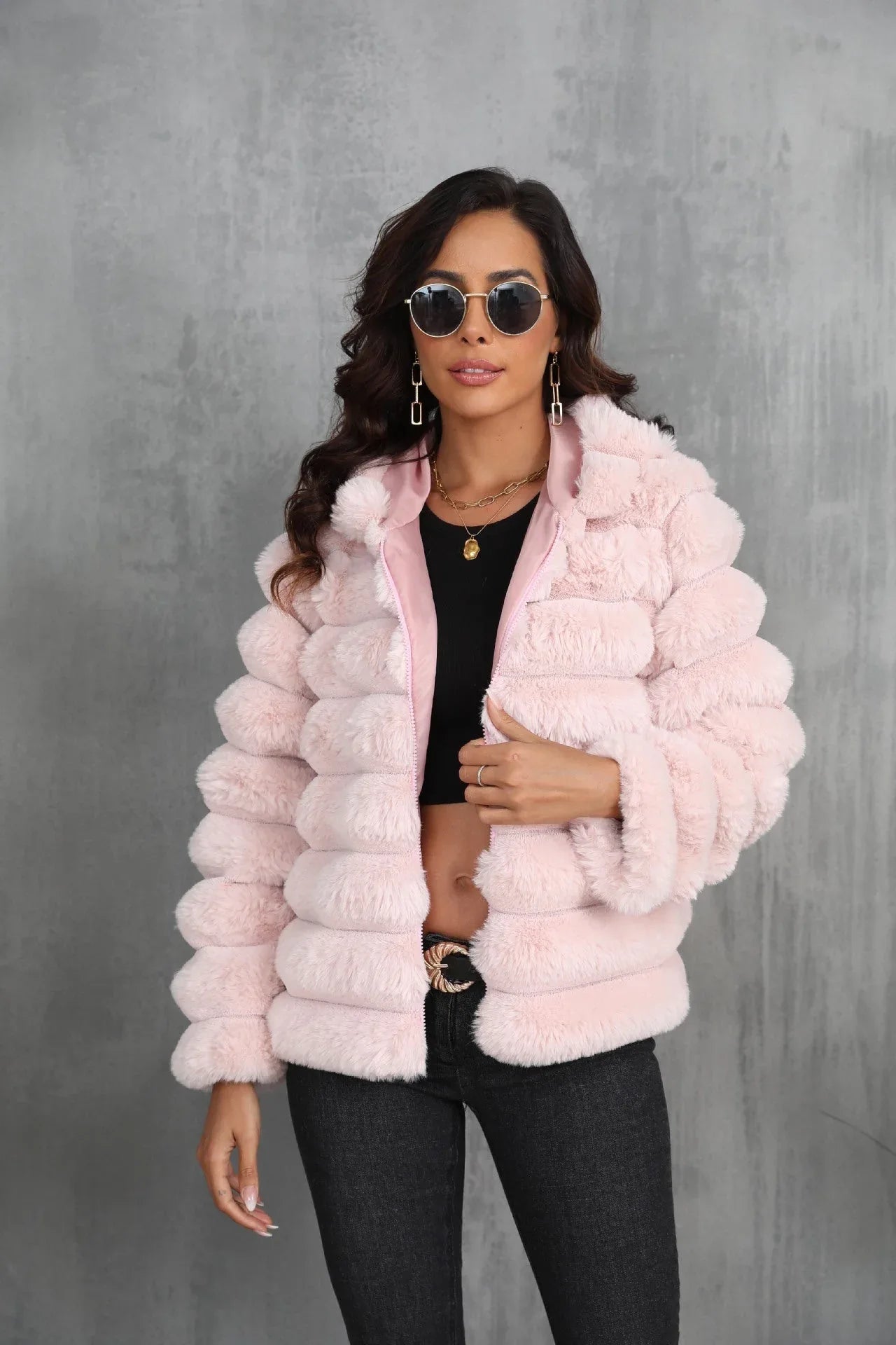 Raven Luxe Hooded Faux Fur Jacket - WEUXS