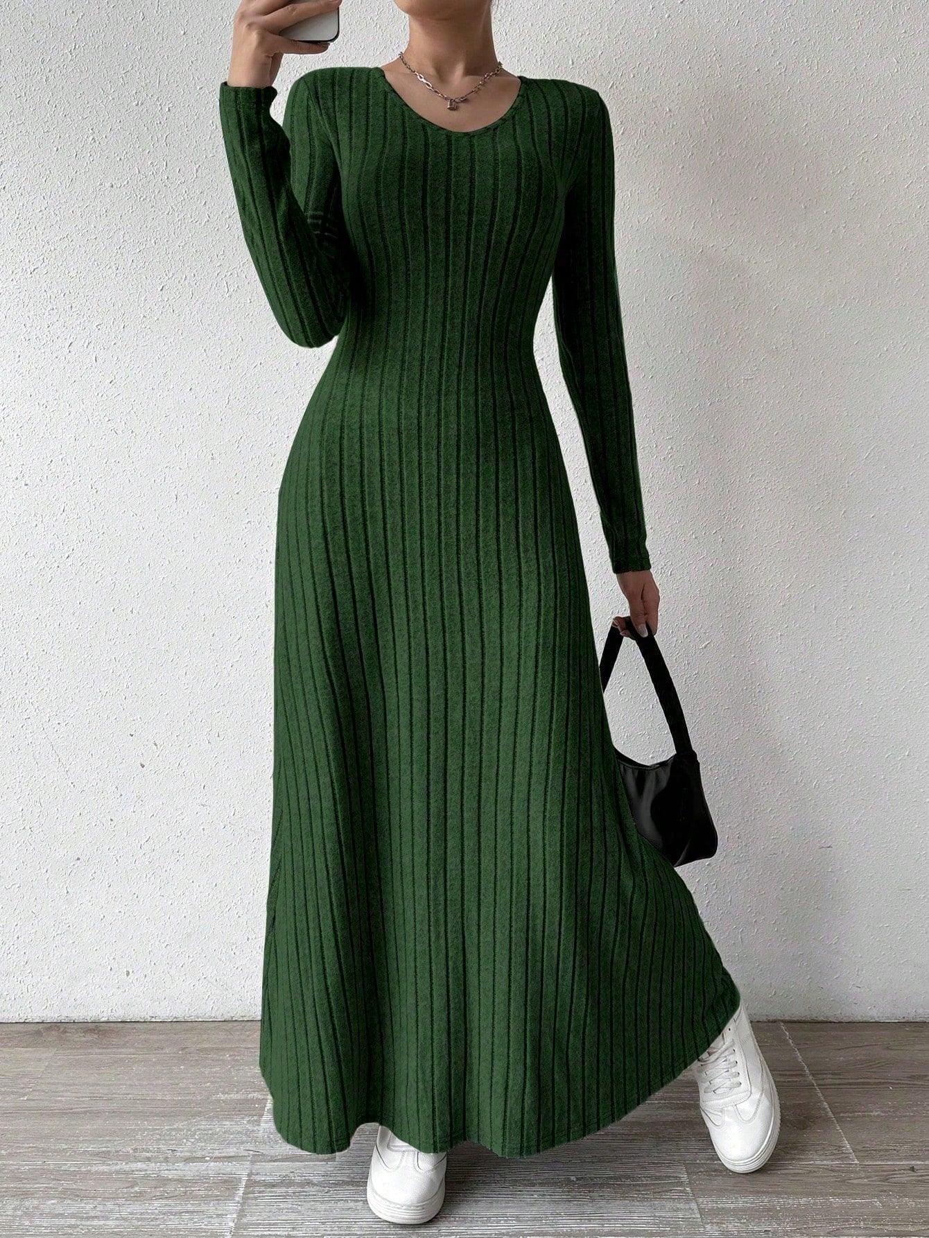 Ribbed knit maxi dress - View 8 | WEUXS