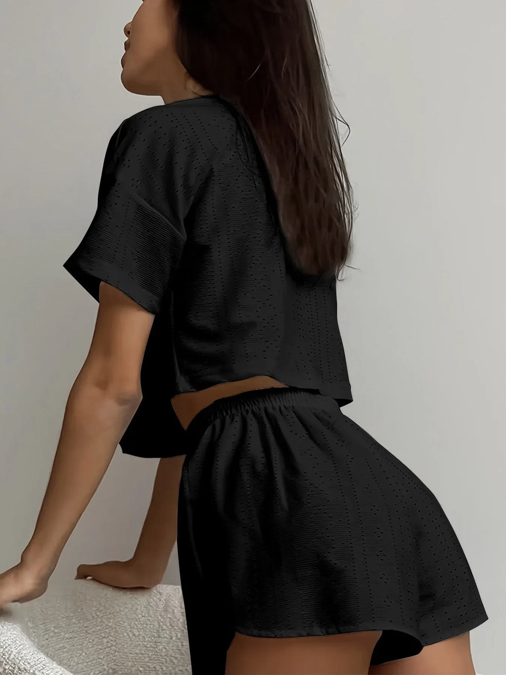 Eyelet Knit Lounge Set - View 10 | WEUXS