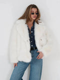 Cloud White Plush Faux Fur Jacket - WEUXS