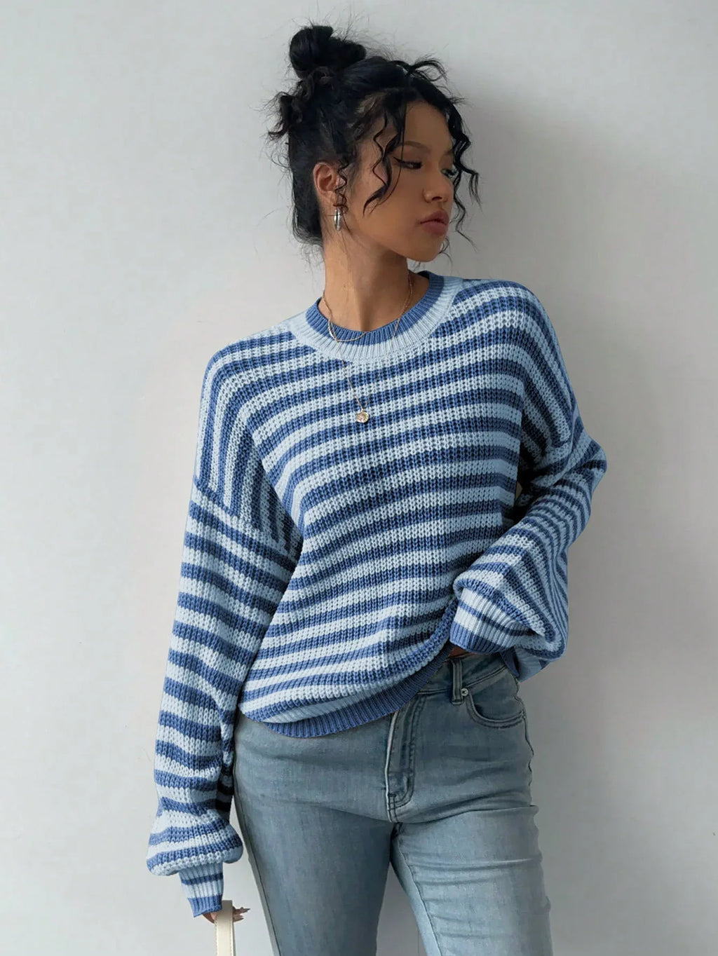 Striped Knit Sweater - View 6 | WEUXS