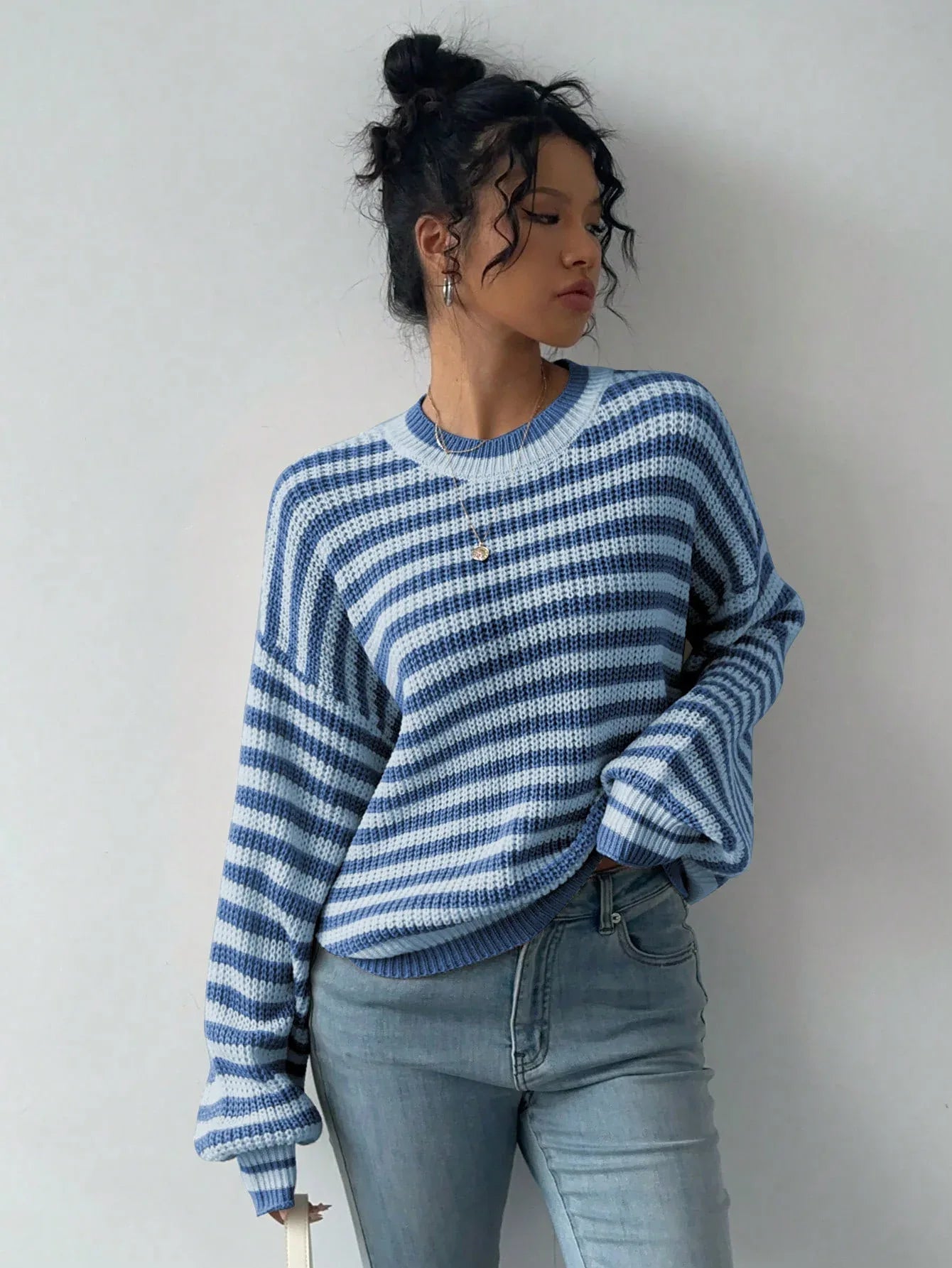 Striped Knit Sweater - View 6 | WEUXS