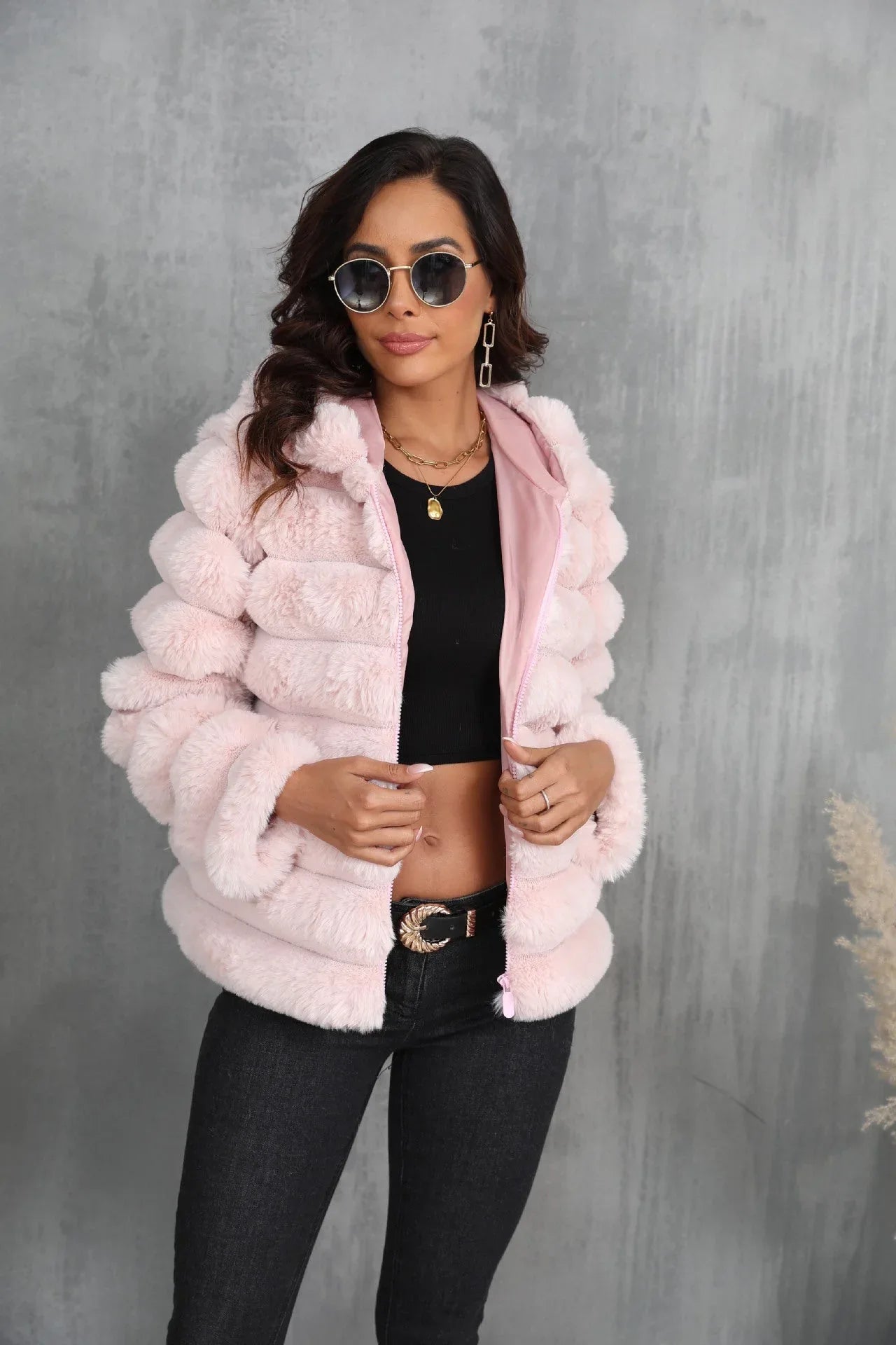Raven Luxe Hooded Faux Fur Jacket - WEUXS