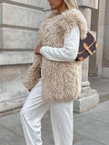 Ethereal Ivory Shaggy Faux Fur Vest - View 6 | WEUXS