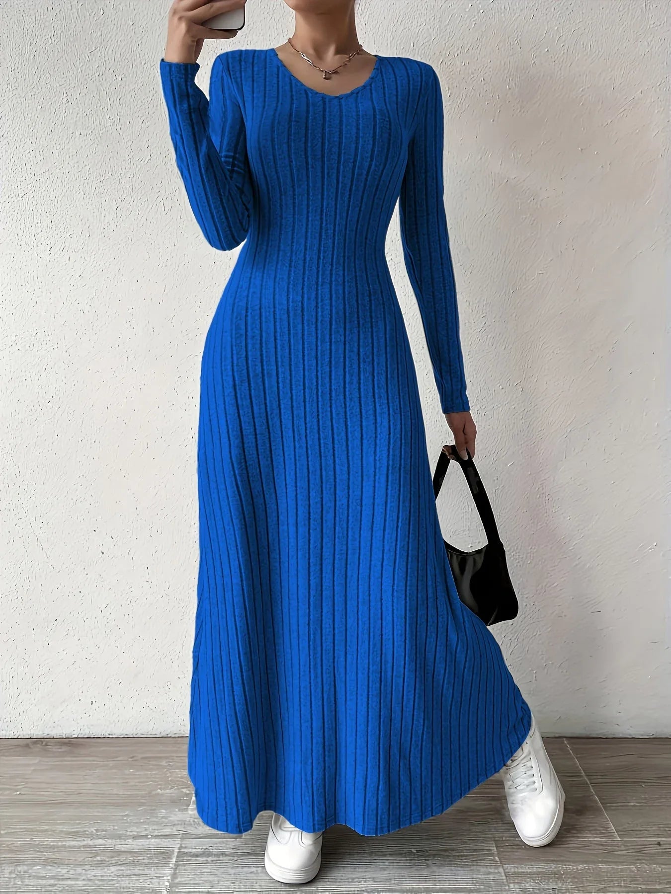 Ribbed knit maxi dress - View 9 | WEUXS