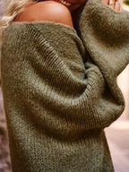 Oversized heart print v-neck sweater - View 6 | WEUXS