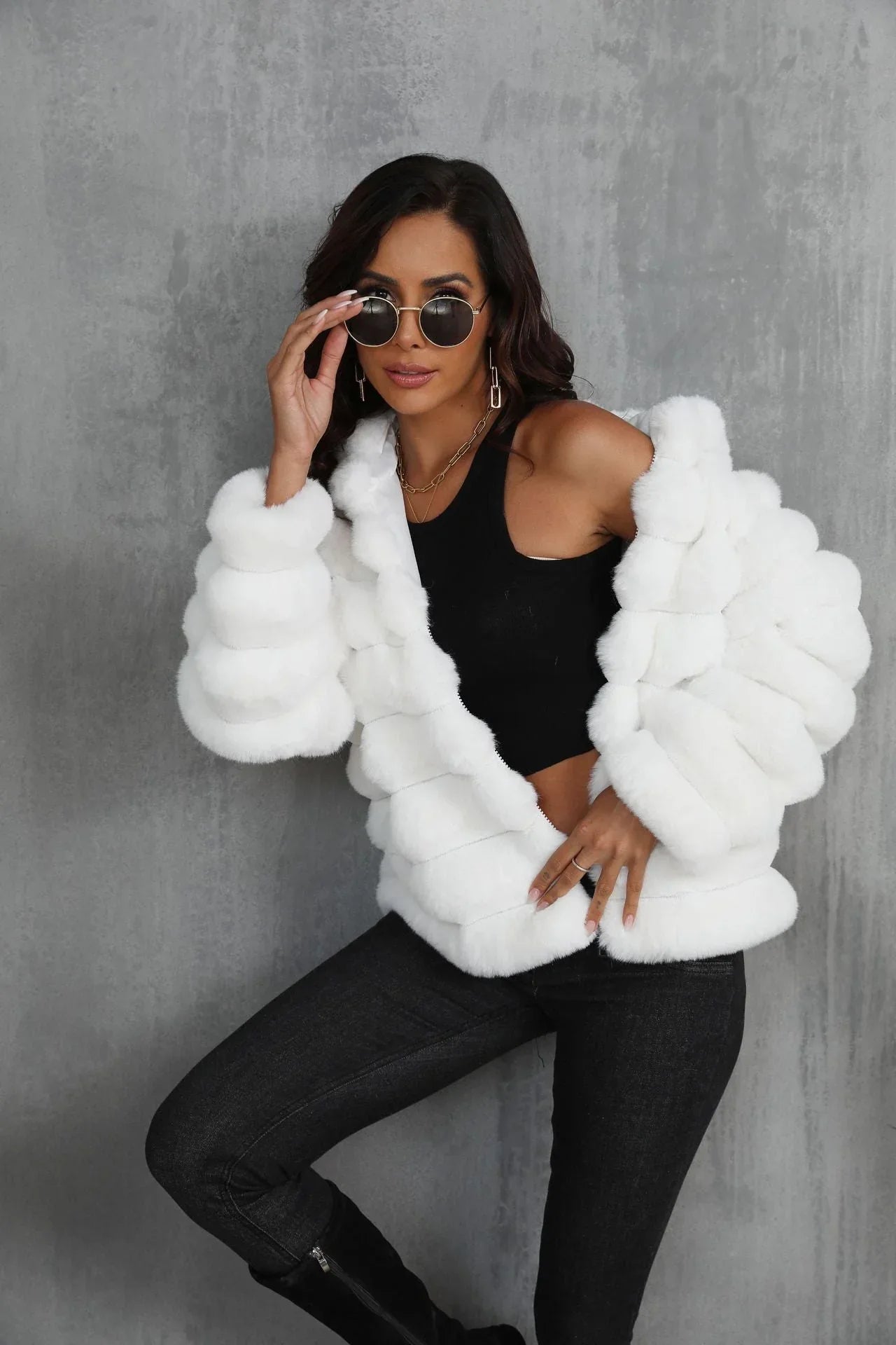 Raven Luxe Hooded Faux Fur Jacket - View 6 | WEUXS