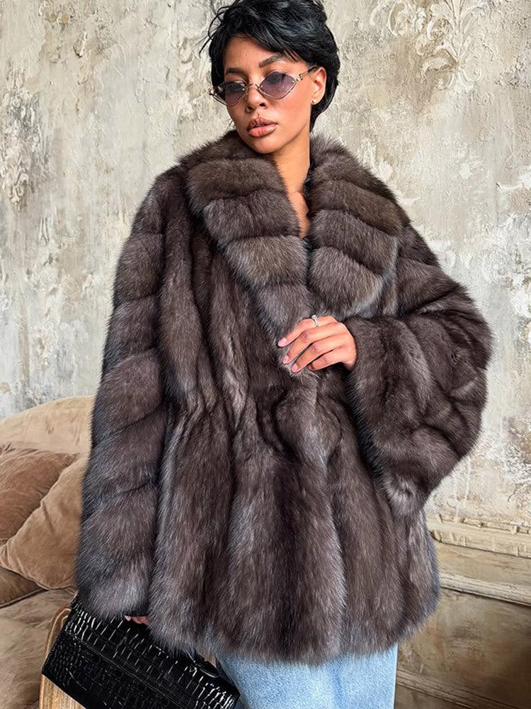 Luxe Mocha Mink-Style Faux Fur Coat - WEUXS