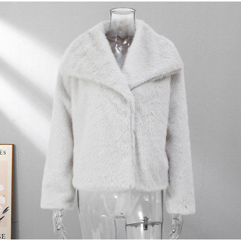 Vamp Burgundy Shaggy Faux Fur Cropped Jacket - WEUXS