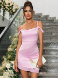 Off Shoulder Satin Mini Dress - View 18 | WEUXS