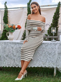 Off Shoulder Knit Midi Dress - View 6 | WEUXS