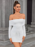 Off Shoulder Ruched Dress - View 6 | WEUXS
