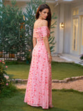 Floral maxi dress with off shoulder neckline - View 10 | WEUXS