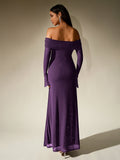 Off shoulder long sleeve sequin maxi dress - View 32 | WEUXS