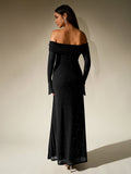 Off shoulder long sleeve sequin maxi dress - View 8 | WEUXS