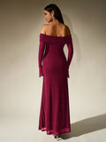 Off shoulder long sleeve sequin maxi dress - View 14 | WEUXS