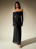 Off shoulder long sleeve sequin maxi dress - View 7 | WEUXS