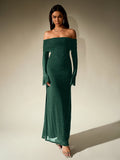 Off shoulder long sleeve sequin maxi dress - View 25 | WEUXS