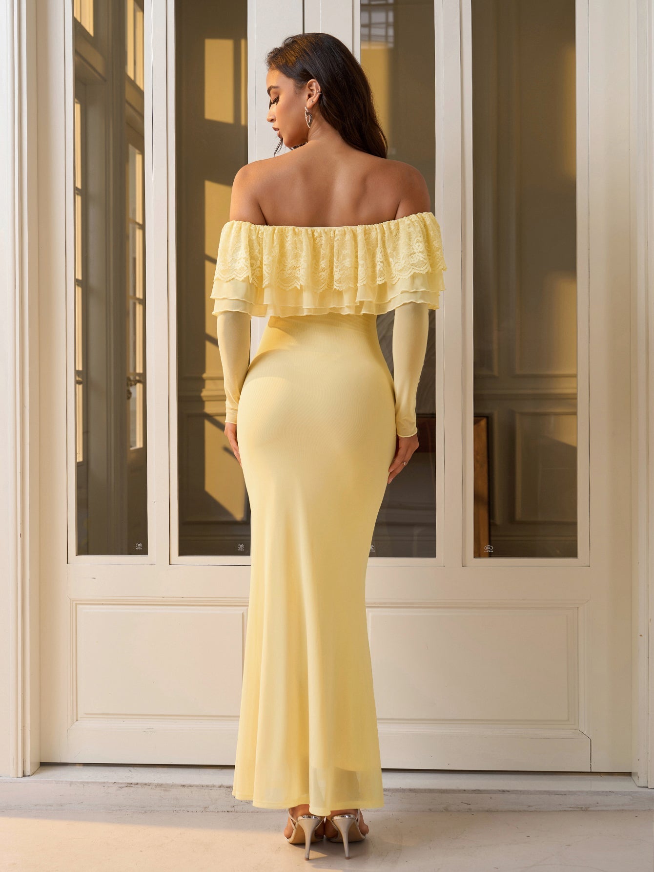 Off Shoulder Long Sleeve Evening Dress Secondary image