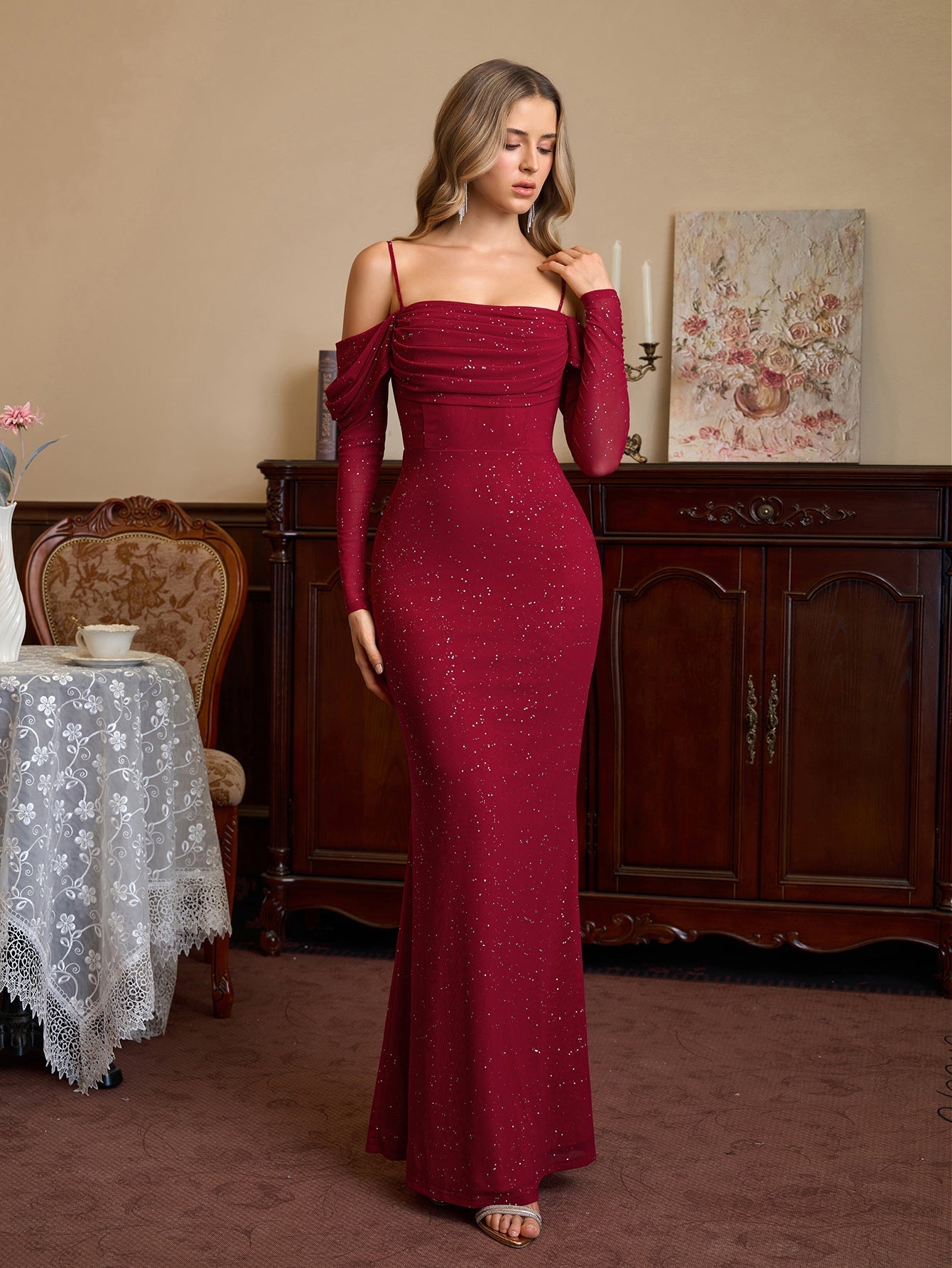 Mermaid Sequin Maxi Dress - View 6 | WEUXS