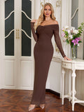 Off Shoulder Mesh Maxi Dress - View 6 | WEUXS