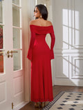 Off Shoulder Maxi Dress with Tie Neckline - View 8 | WEUXS