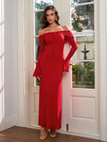 Off Shoulder Maxi Dress with Tie Neckline - View 7 | WEUXS