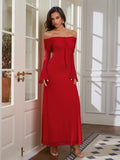 Off Shoulder Maxi Dress with Tie Neckline - View 9 | WEUXS