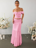 Off shoulder top and ruffle skirt set - View 11 | WEUXS