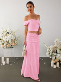 Off shoulder top and ruffle skirt set - View 9 | WEUXS