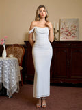 Off shoulder ruched maxi dress - View 77 | WEUXS