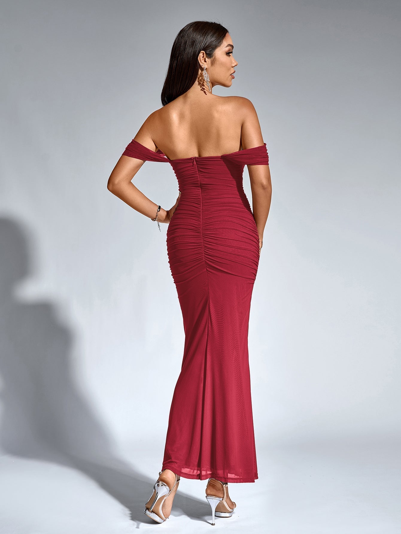 Off shoulder ruched maxi dress - View 14 | WEUXS