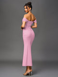 Off shoulder ruched maxi dress - View 50 | WEUXS