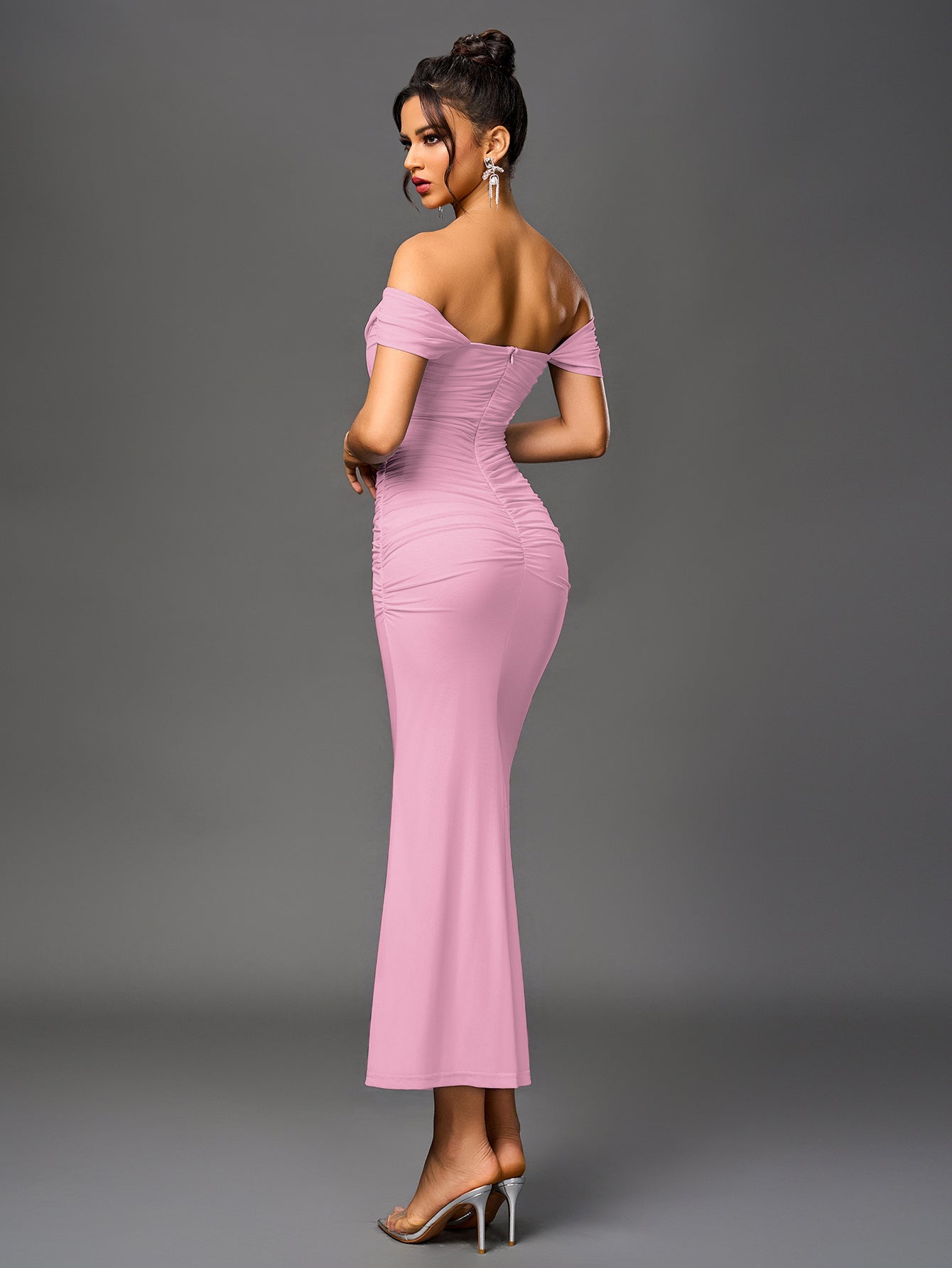 Off shoulder ruched maxi dress - View 50 | WEUXS