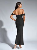 Off shoulder ruched maxi dress - View 8 | WEUXS