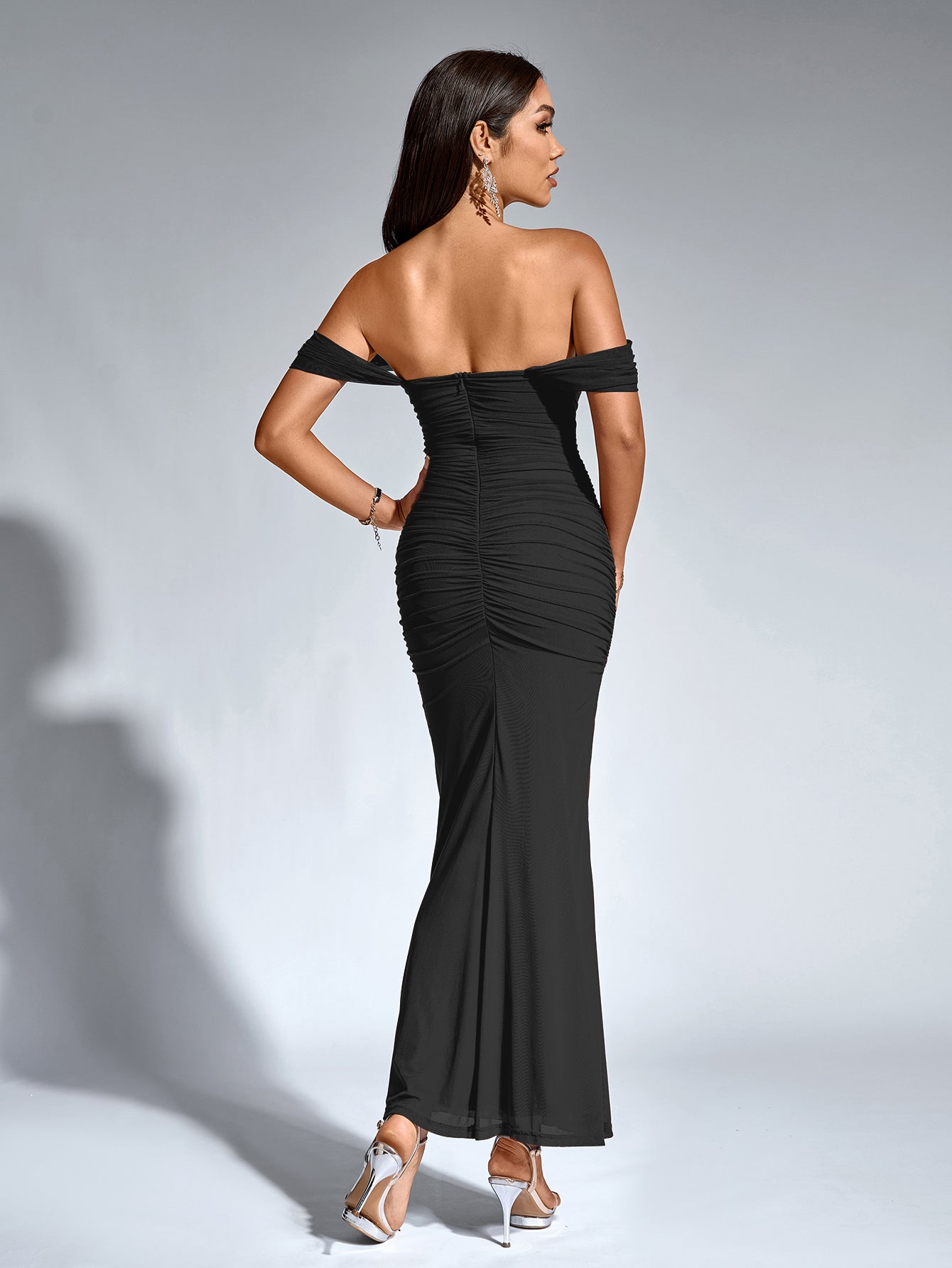Off shoulder ruched maxi dress - View 8 | WEUXS