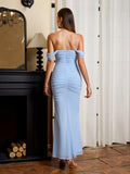 Off shoulder ruched maxi dress - View 80 | WEUXS