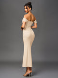 Off shoulder ruched maxi dress - View 56 | WEUXS