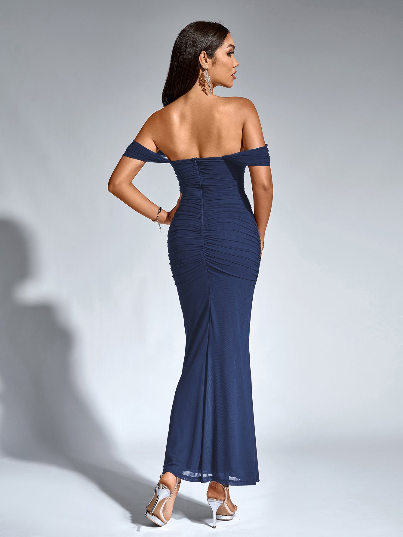 Off shoulder ruched maxi dress - View 26 | WEUXS