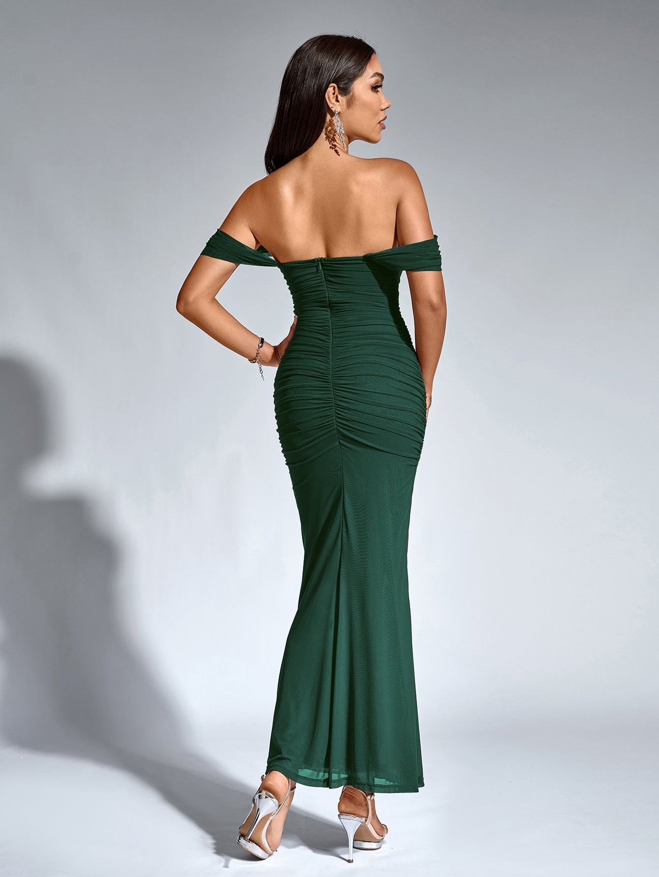Off shoulder ruched maxi dress - View 20 | WEUXS
