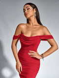 Off shoulder ruched maxi dress - View 36 | WEUXS