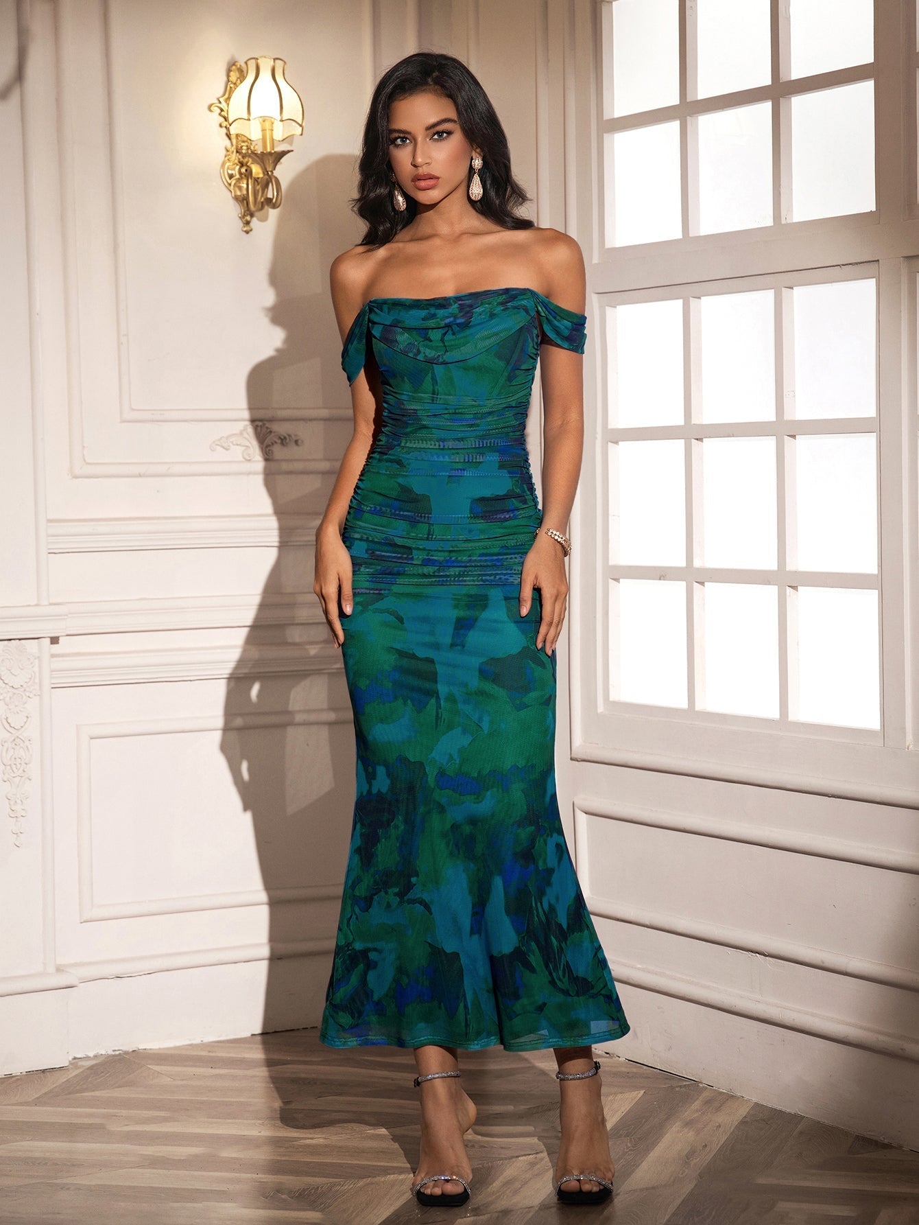 Floral Off Shoulder Maxi Dress - View 48 | WEUXS