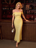 Off shoulder ruched maxi dress - View 42 | WEUXS