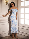 Floral Off Shoulder Maxi Dress - View 35 | WEUXS
